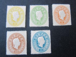 Austria 1860 Sc 12-16 perf. 14 set MNH