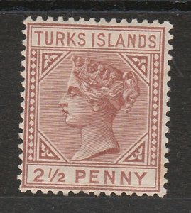 TURKS ISLANDS 1882 QV 21/2D WMK CROWN CA