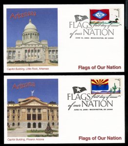US 4273-4282 Flags of our Nation 2008 UA set of 10 Fleetwood Cachet FDC DP