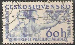 Czechoslovakia Used Sc 858 - Boy, Girl and Globes