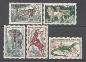 French Equatorial Africa (1955-57) Indigenous Wildlife #188, 195-98, VF NH