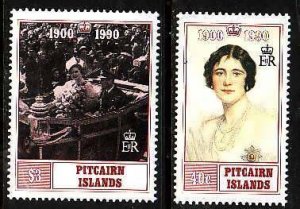 Pitcairn-Sc336-7- id9- unused NH set-Queen Mother-Birthday-1990-