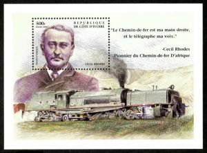 Ivory Coast 1999 - Trains of Africa, Cecil Rhodes - Souvenir Sheet - 1029 - MNH