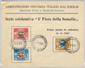 SOMALIA -  POSTAL HISTORY -   FDC COVER Scott # 185/186 + C28 Minaret Palm Trees 