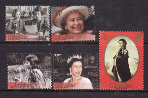 Gibraltar-Sc#896-900-unused NH set-QEII-50th Reign-2002-