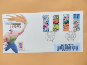 SINGAPORE 1996 U/ADDRESSED REGISTERED FDC-  ALANTA XXVI OLYMPIAD