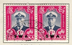 SOUTH WEST AFRICA; 1947 early Royal Visit issue fine used 1d. Pair