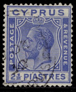 CYPRUS GV SG122, 2½pi bright blue, FINE USED.