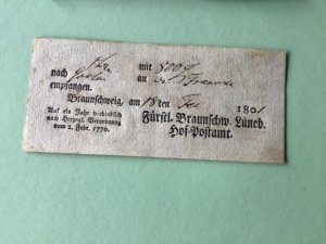 Germany Braunschweig  post office 1801 postal note Ref A1617