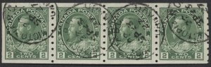 Canada #128ii 2c Green Admiral Coil Strip of 4 Victoria BC CDS Cancels