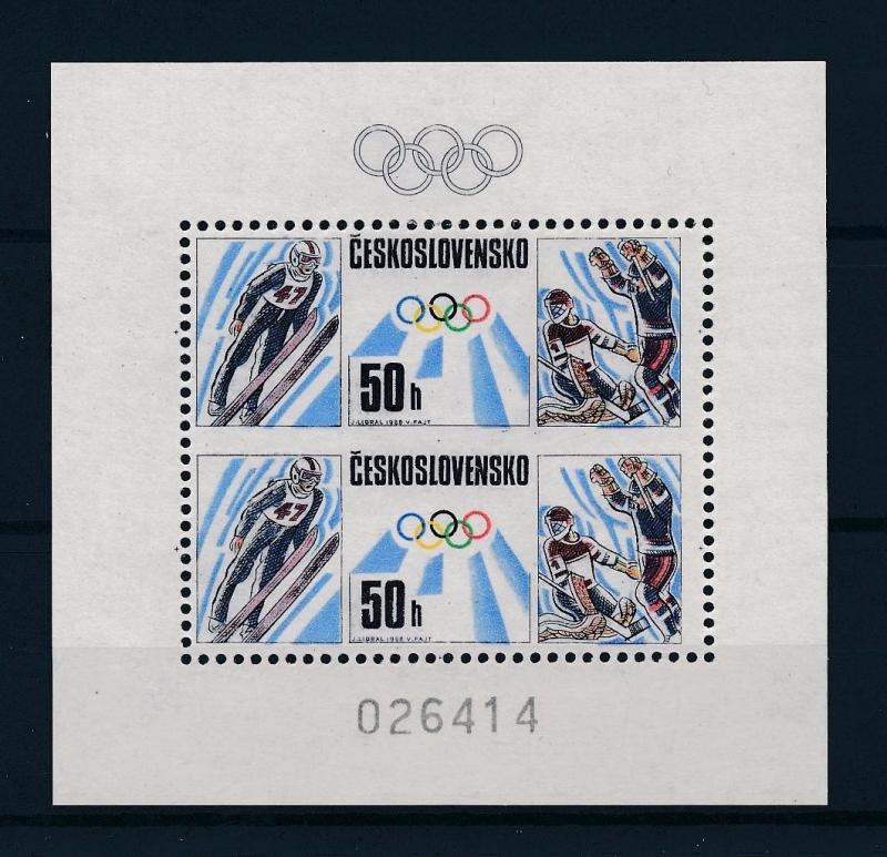 [56220] Czechosovakia 1988 Olympic games Icehockey Ski jumping MNH Sheet