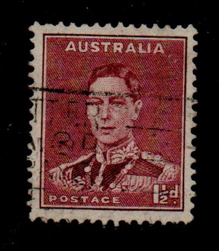 Australia Sc 168 1937 1 1/2d dell red brown G VI stamp used