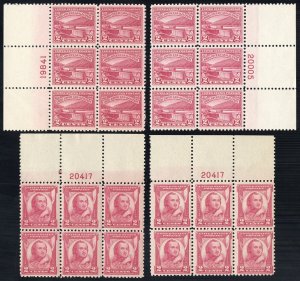 US Stamps # 681+690 MNH XF Lot Of 4 Fresh Plate Blocks Of 6