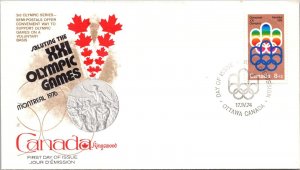 Canada 1974 FDC 3rd Olympic Series, 8c + 2c Stamp - Ottawa - Single - F76699