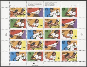 1995 US Scott #2961-65 32c Recreational Sports, Sheet of 20 MNH