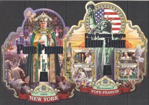 Uu0699 2016 Sierra Leone Pope Francis Visits New York ! Silver & Shape Kb+Bl Mnh