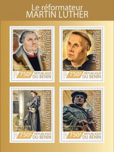 Stamps.Reforma, Martin Luther 2022 year 1+1 sheets perf Benin