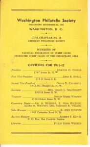 Washington Philatelic Society  Circuit Book 1941