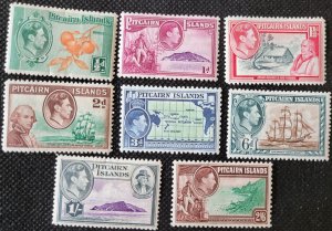 Pitcairn Is., 1940-51, set of 8,George VI + Is. scenes, #1-8, MH, $39.75