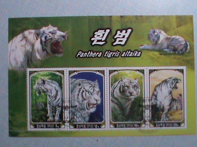 ​KOREA 2005 SC#4443 BEAUTIFUL LOVELY-RARE  AMUR WHITE TIGERS-CTO SHEET-VF