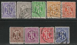 Germany AM Post Scott # 3N2a - 3N13a, used, cpl. set