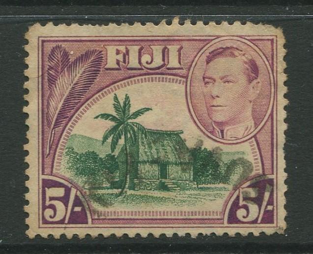 Fiji - Scott 131 - KGVI - Definitive - 1938 - Used - Single 5/- Stamp