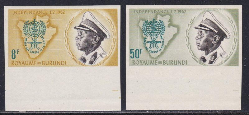 Burundi # 40-41, Control of Malaria, Imperf, Some light mount Glazie, 1/3 Cat.