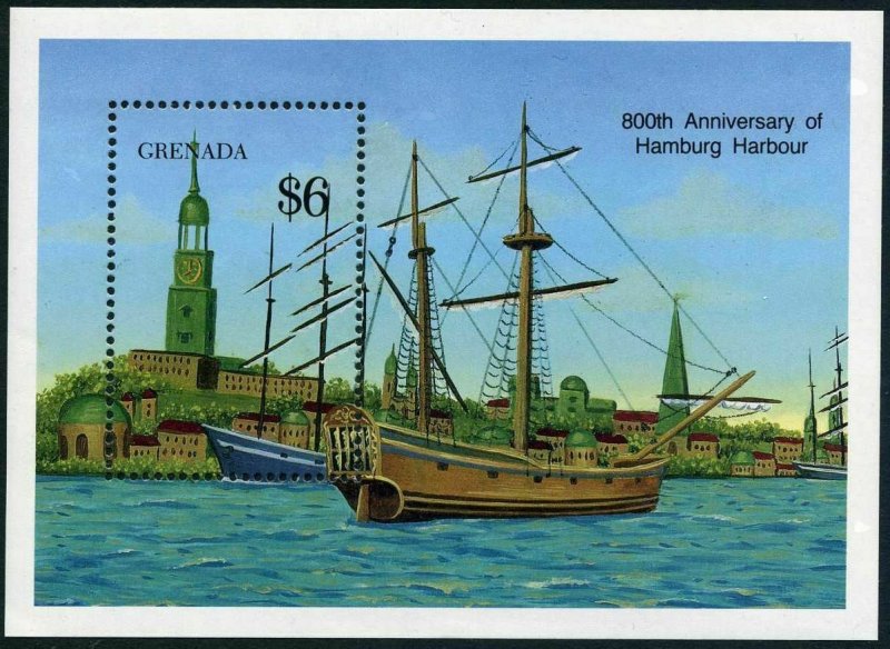 Grenada 1799,MNH.Michel 2076 Bl.236. Hamburg,800th Ann.1990.Ship,13th cent.