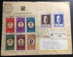 1959 Vatican First Day Cover To Buenos Aires Argentina SC 254-61 Pope Pius XI
