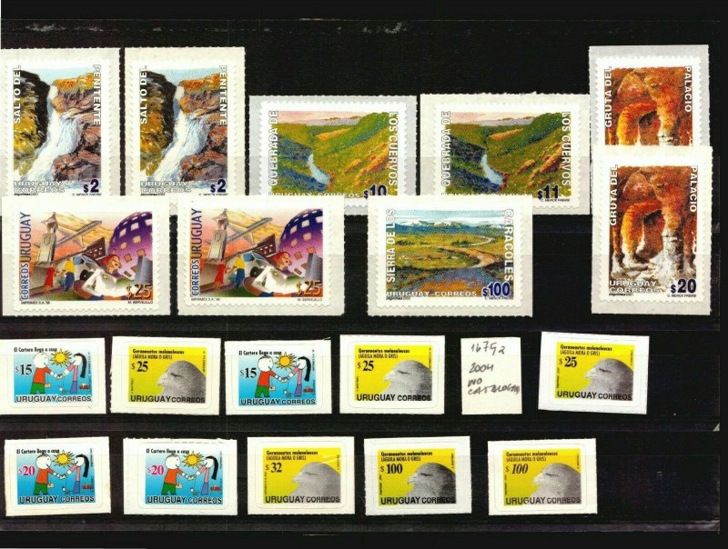 Uruguay deffinitive stamps value $150 waterfall cave van pc eagle child drawing 