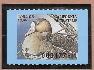 CALIFORNIA #CA22, 1992 STATE DUCK WHITE FRONTED GOOSE by Sherrie Russell Meline.