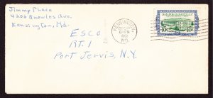 Cover, R733 Illegal Postal Use, Kensington, MD, December 19, 1962 to Port Jervis