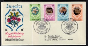 Jamaica 500-503 Royal Wedding Typed FDC