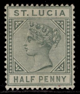 ST. LUCIA QV SG43, ½d dull green, LH MINT.