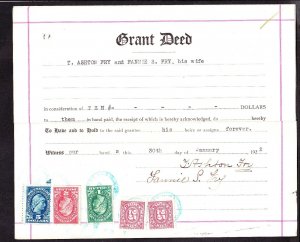 US 3 Grant Deeds from 1927-1949 Cole Family California w/ Various Revenue Stamps