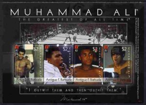 ANTIGUA - 2008 - Muhammad Ali - Perf 4v Sheet - Mint Never Hinged