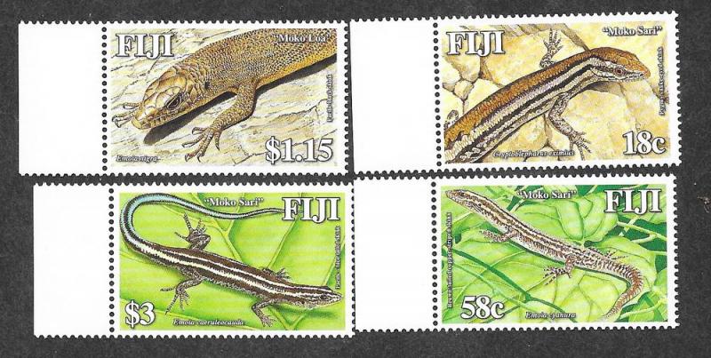 Fiji 1084-1087 Mint NH Flora Fauna Lizards!