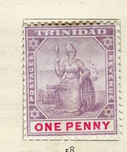 TRINIDAD; 1890s early classic QV Britannia issue Mint hinged 1d. value