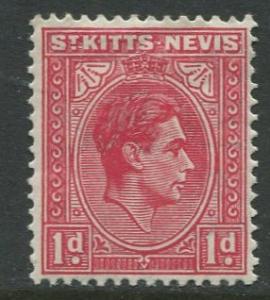 St. KITTS-NEVIS-Scott 80- KGVI-1938- MVLH -WMK 4- Carmine -Single 1p Stamp3