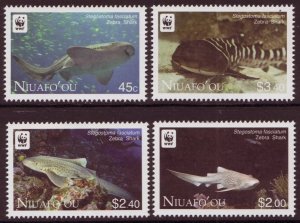 Australia Cook Is. (Niuafouo) #271-274a 2012 World Wildlife Fund Sharks SET N...