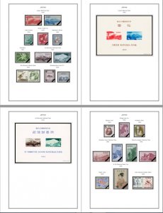 COLOR PRINTED JAPAN 1951-1960 STAMP ALBUM PAGES (35 illustrated pages)