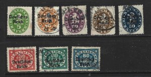 Bavaria  O52//O62 1 M & 7 U Lot of 8 different Official stamps 2018 CV $11.95