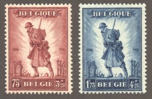 Belgium Scott B123-B124 Unused VLHOG -1932 WWI Belgian Soldiers S/P -SCV $160.00