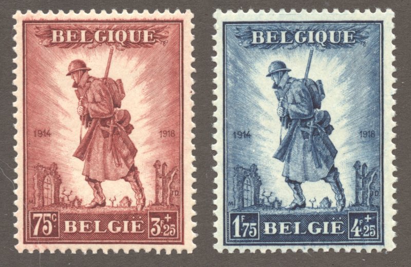 Belgium Scott B123-B124 Unused VLHOG -1932 WWI Belgian Soldiers S/P -SCV $160.00