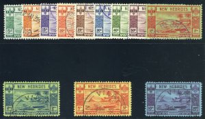 New Hebrides 1938 Lopevi Island & Canoe Issue set VFU. SG 52-63. Sc 50-61.