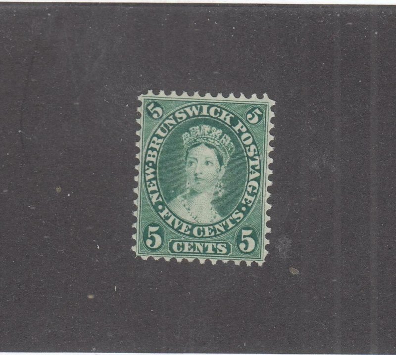 NEW BRUNSWICK # 8a VF-MNG 5cts 1860 QN VICTORIA /BLUE GREEN /CENTS ISSUE CV $40