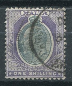 Malta Sc#27 Used, 1s sl vio & sl, Definitives 1903-1904: King Edward VII (1903)