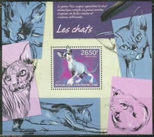 CENTRAL AFRICA 2014 CATS SOUVENIR SHEET MINT NH