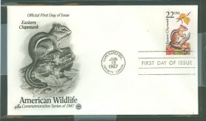 US 2297 American wildlife - Eastern chipmunk - FDC 1987 slight wrinkle to cover