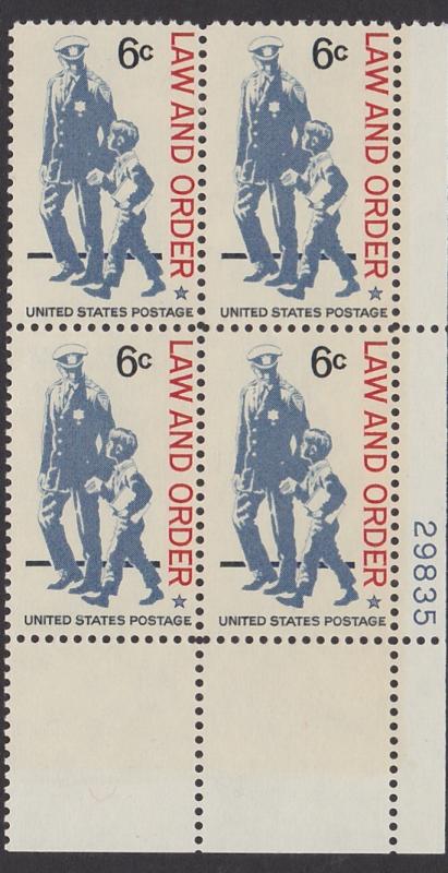 1343 Law and Order Plate Block MNH